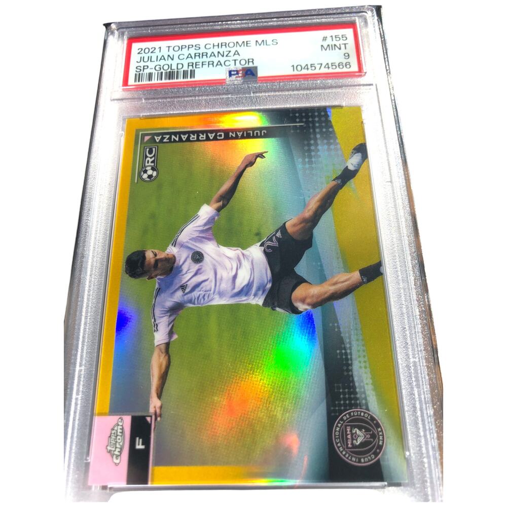 2021 Topps Chrome MLS Gold Refractor Horizontal 155 Julián Carranza /50 PSA9 RC - Picture 3 of 6